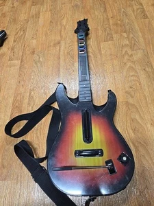 Xbox 360 Guitar Hero World Tour Orange Sunburst Wireless Controller With Strap - Picture 1 of 9