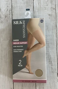 Silk Impressions Damen transparente mittlere Stützstrumpfhose Strumpfhose 2 Paar beige XXXL - Bild 1 von 7