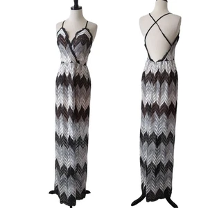 Abito donna nuovo con etichetta The Population vestito Lucia maxi maglia uncinetto chevron medium - Foto 1 di 17