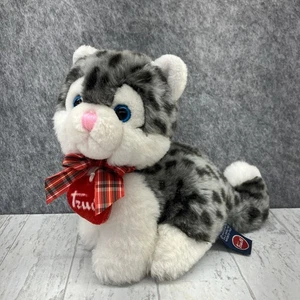 Trudi Giocattoli Italy Plush Cat Kitten White Gray Spotted 7" Tall - Picture 1 of 7