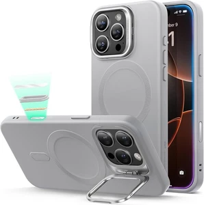 Magnetische Silikon Hülle mit Ständer für iPhone 16 Pro Stoßfest Grau - Bild 1 von 4