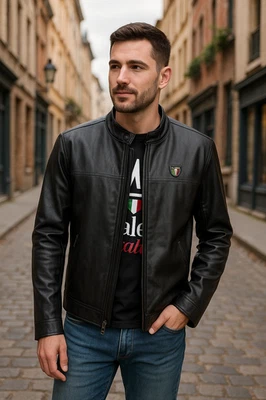 Chaqueta de cuero sintético para hombre A Collezioni F Collection talla L motocicleta moto Foto 1 de 4