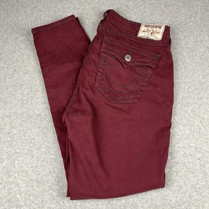 True Religion Jeans Womens Size 34 Jennie Curvy Skinny Big T FLP Maroon - Picture 1 of 11