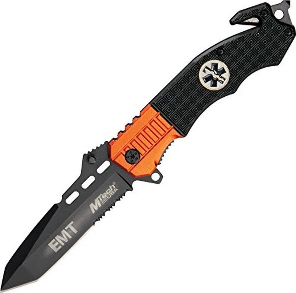 Mtech Folding Pocket Knife Rescue Linerlock EMT MT740EM