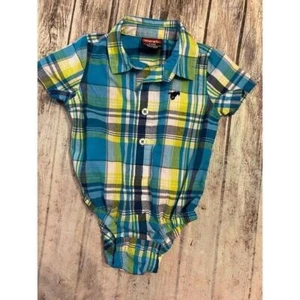 Boys wrangler plaid button & snap shirt size 3-6 months - Picture 1 of 5