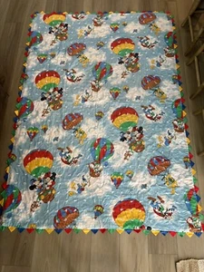 Vintage Mickey Minnie Pluto Goofy Air Balloon Twin Comforter Quilt Kids Disney - Picture 1 of 6
