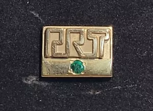 PUERTO RICO TELEPHONE COMP. 14K  GREEN STONE PIN - Picture 1 of 3