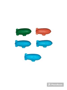 Vintage Goodyear Blimp Erasers Lot Of 5. 1 Green 3 Blue And 1 Orange - Picture 1 of 2