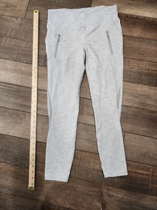 Lululemon Women's Leggings Size 10 Gray White With Zipped Pockets - Picture 1 of 8