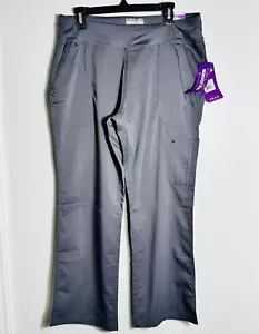 NWT Purple Label Yoga Healing Hands Women Size LP Petite Gray Color Scrubs Pants - Picture 1 of 15