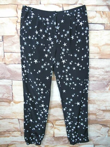 Tibi Women Black/white Stars Silk Pants Size 2, 30" waist Pleated front - Picture 1 of 8