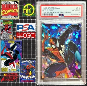 1992 Marvel Comic Images Spider-Man McFarlane Prism - #P6 Red & Blue PSA 10 GEM - Picture 1 of 6