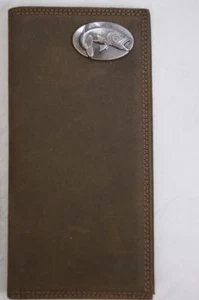 ZEP-PRO Largemouth Bass Fish Crazy Horse Leather LONG Roper WALLET ONLY NO BOX - Picture 1 of 11