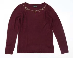 Laura Scott Womens Red Scoop Neck Acrylic Blend Jumper Size 16 - Picture 1 of 12
