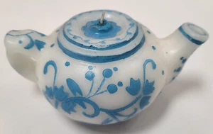 DE COLECCIÓN TETERA FORMA VELA AZUL Y BLANCO FLORAL PLANTILLA ESTILO DECORACIÓN 5" X 2.25" - Imagen 1 de 2