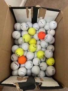 100 Stück - verschiedene Hitaway/Practice recycelte gebrauchte Golfbälle Klasse A, Farbmischung - Bild 1 von 4