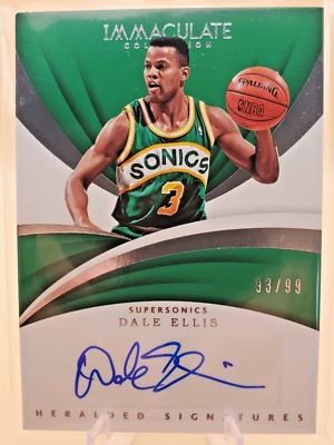 Panini Immaculate Dale Ellis 2017-18/99 Heralded Signatures #HS-DEL automático Foto 1 de 3