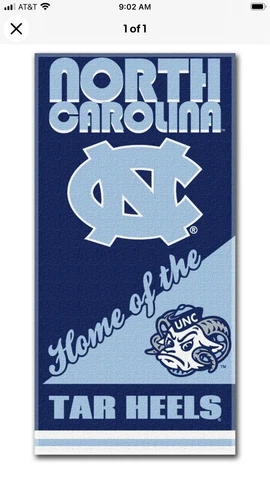 North Carolina Tar Heels Beach Towel 28x58 Officially Licensed Brand New Cover