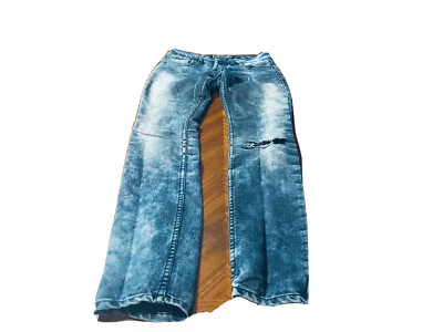 Social Collision Rude by Lip Service Blue Distressed Button Fly Mens Jeans 28x32 - Image 1 of 4