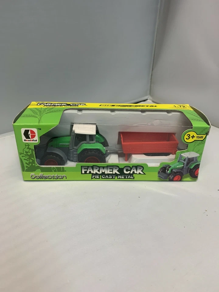 Farmer Car Agriculture Farm Tractor & Trailer 1:72 Small Scale Plastic Model  - Image 1 of 1
