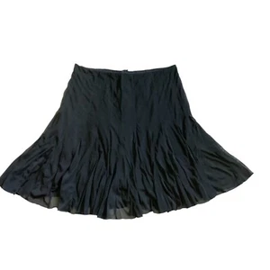 ECI New York L Black Swing/Trapeze Lined Skirt Stretch Panel Pleat 161J - Picture 1 of 8
