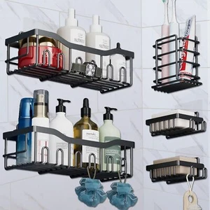 Duschregal Ohne Bohren Duschablage Ecke Badregal Eckregal Badezimmer Organizer - Bild 1 von 18
