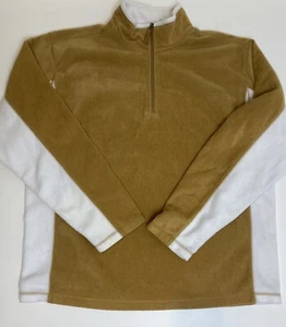 Foot Locker Men's XXL  Beige Tan White Fleece Pullover 1/4 Zip Two-Tone Crew - Picture 1 of 6