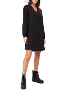 V by Very Notch langes Blousonärmel-Minikleid mit V-Ausschnitt schwarz UK-Größe 12 - Bild 1 von 3