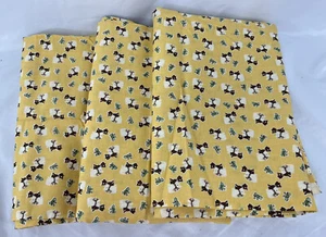 Vtg 4yd Lot (3 Pieces) 1930's Repro Terrier Scottie Dog Yellow Aunt Grace Fabric - Picture 1 of 3