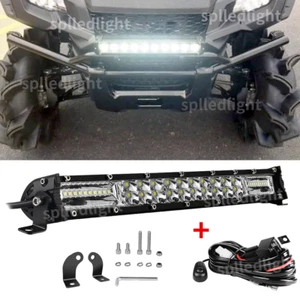 Fit Honda Pioneer 700/1000 UTV 14'' Dual Row LED Light Bar/Headlight + Wire Kit - Picture 1 of 20