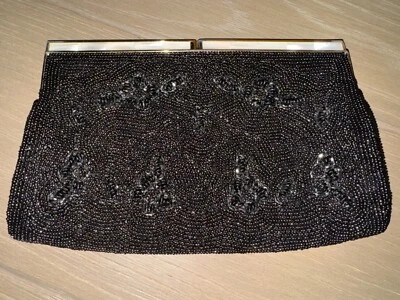 复古黑珠晚装包带珍珠母装饰 — 第 1/4 张图片