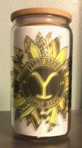 Yellowstone Dutton Ranch Drinking Glass w/Wood Lid LOOKS LIKE A CAN LQQK - Picture 1 of 3