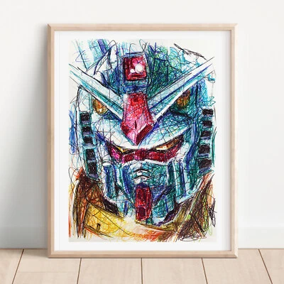 Cartaz de arte Gundam com estampa de caneta esferográfica Rx-78 - Imagem 1 de 3