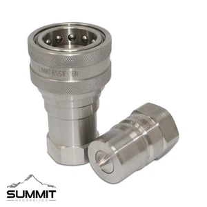 1″ NPT ISO 7241-B Stainless Steel Quick Disconnect Hydraulic Coupler Set - Picture 1 of 7