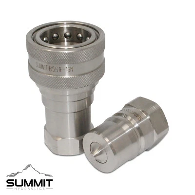 1″ NPT ISO 7241-B Stainless Steel Quick Disconnect Hydraulic Coupler Set - Image 1 of 4