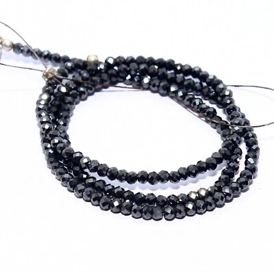 Cuentas de rondelle facetadas de espinela negra natural 9 pulgadas Briolette piedras preciosas sueltas Foto 1 de 4