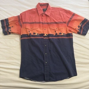 Roper Shirt Pearl Snap Button Short Sleeve Size Medium - Southwestern Farm Ranch - Picture 1 of 8