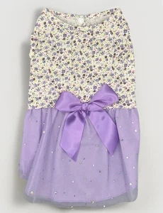 New Xiharoom Spring Easter dog dress purple bow tulle sequins tutu Medium M - Picture 1 of 6