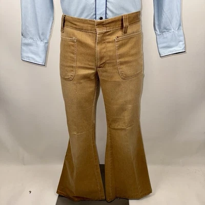 Vintage 60s 70s Bell Bottom Pants Mens 34 30 Disco Hippie Woodstock A1 Kotzin - Image 1 of 4
