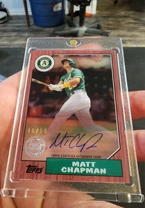 Matt Chapman 2022 Topps claramente auténtico automático #87TBA-MC ROJO/50 ATLETISMO - Imagen 1 de 2