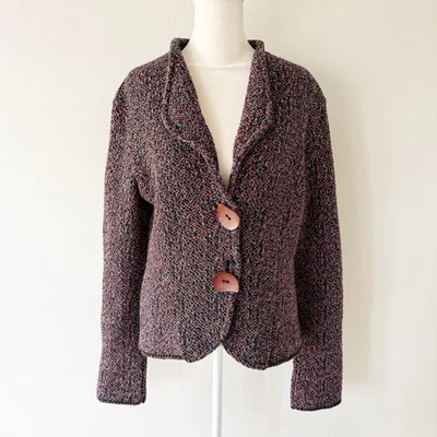 Cárdigan Blazer Vintage Mujeres Arco Iris Tejido Grueso Mediano Artístico Funky Capa Única Foto 1 de 4