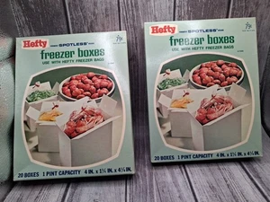 Vintage Hefty Freezer Boxes PINT Size 20 Count UNOPENED BOX  Set Of Two - Picture 1 of 5