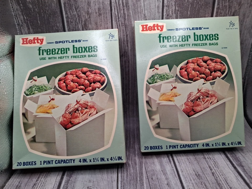 Vintage Hefty Freezer Boxes PINT Size 20 Count UNOPENED BOX  Set Of Two - Image 1 of 4