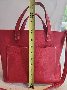 Portland Leather Goods Medium Crossbody Tote Red Leather - Picture 1 of 15