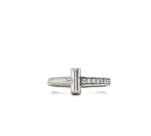 18k White Gold Tiffany & Co. T1 Diamond T Ring Size 5.25 - Picture 1 of 15