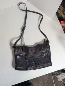 Simply Vera Vera Wang Faux Leather Black Small Purse w/ Blue Snakeskin Accent - Picture 1 of 19