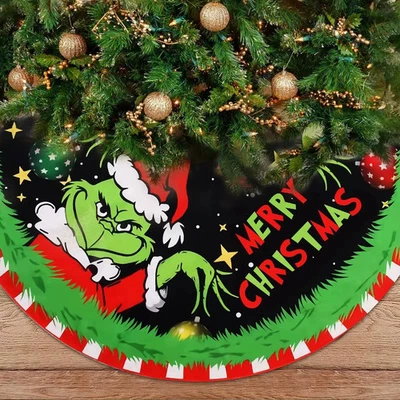 Falda de árbol de Navidad Grinch - Decoración navideña de 48 pulgadas para celebraciones festivas* Foto 1 de 4