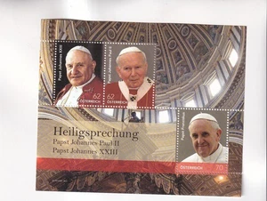 Briefmarke ÖSTERREICH KLEINBLOCK Heiligsprechung PAPST Johannes Paul II - PF - Foto 1 di 1
