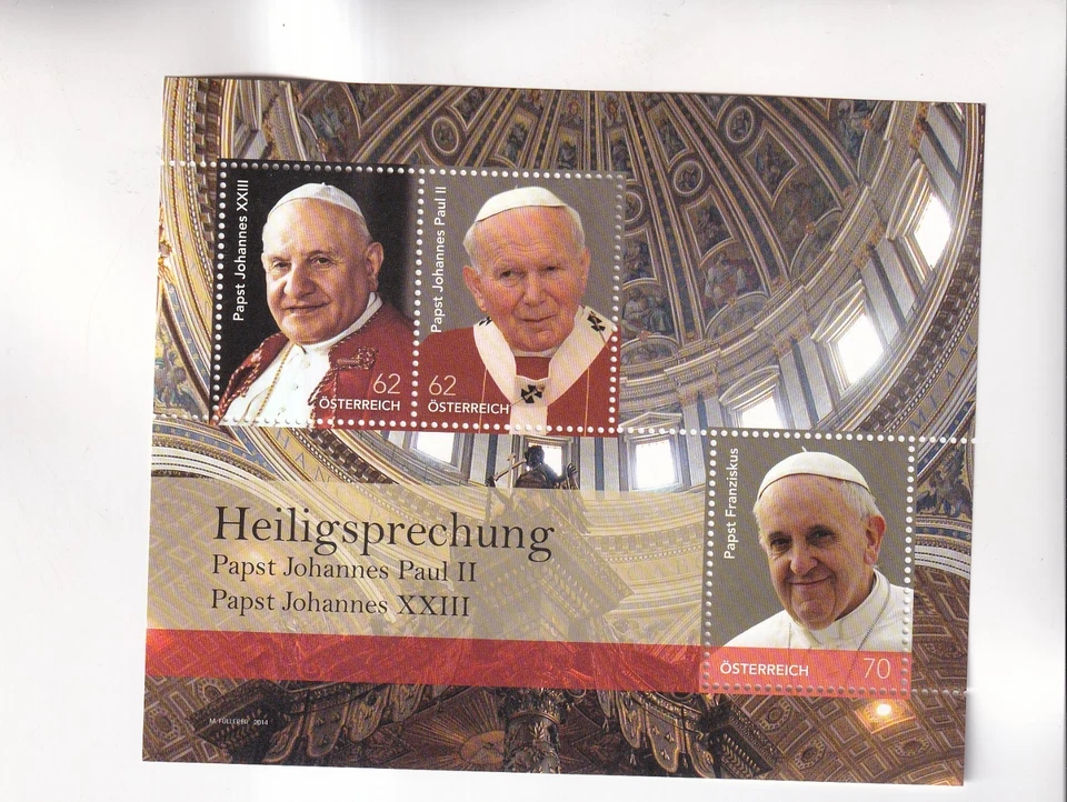 Stamp AUSTRIA SMALL BLOCK Canonization POPE John Paul II - PF - Image 1 of 1