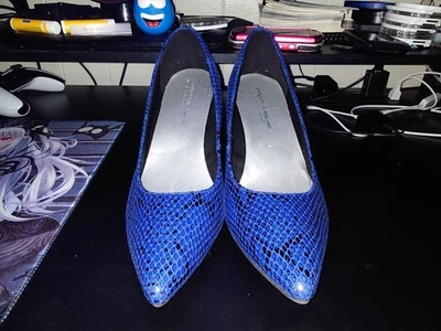 Blue Snakeskin High Heels Size 11 - Image 1 of 4
